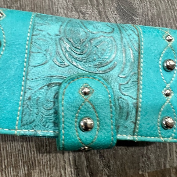 Turquoise Wallet with Embossed Design - Picture 10 of 16